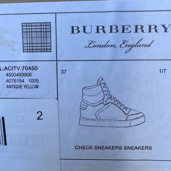 Burberry Check Hightop Sneaker size 37 - Picture 14 of 15